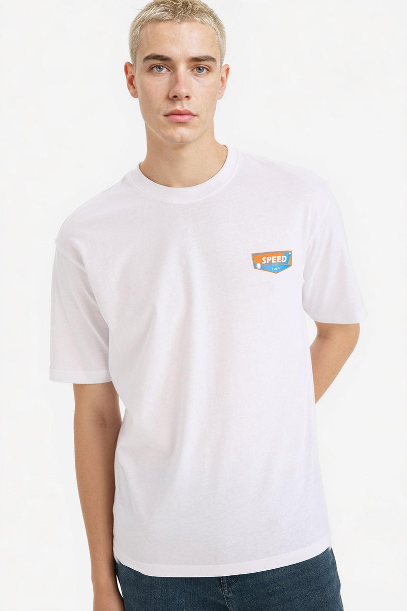 DeFacto White Man 100% Cotton Boxy Fit Printed T-Shirt Casual - Image 5